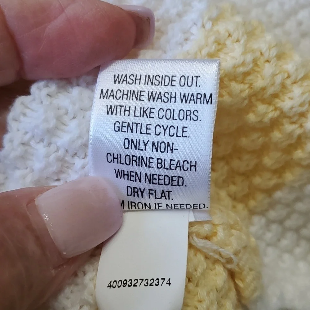 CROFT & BARROW, lightweight 100% cotton yellow and white sweater. - Picture 11 of 12